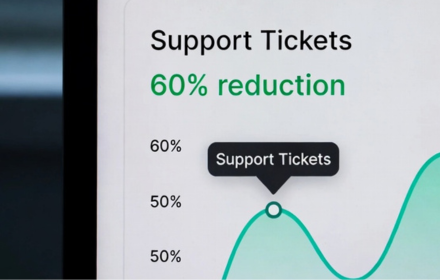 AI chatbot for business results showing 60% support ticket reduction